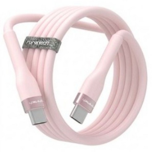로랜텍 60W PD 파스텔 C to C 초고속충전 케이블, 1개, 핑크, 2.4m