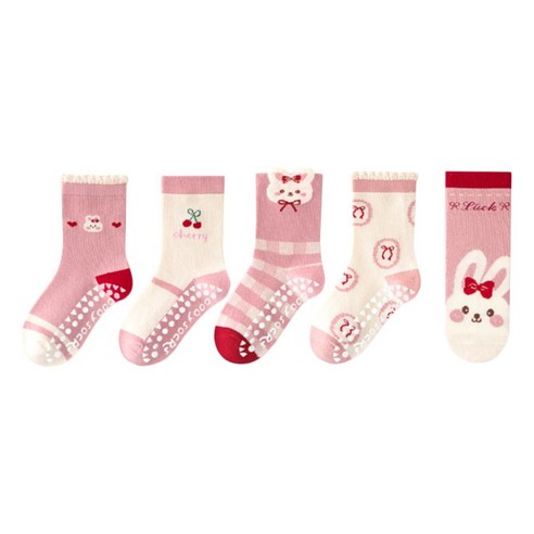 투해피 아동용 미끄럼방지양말 5컬레- A12 리본토끼