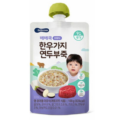 베베쿡 한우 가지 연두부죽 실온이유식 후기, 2개, 100g, 한우 + 가지 + 연두부 혼합맛