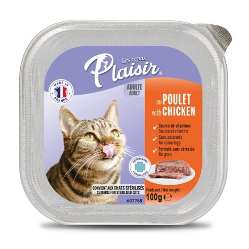 플레이저 프랑스 고양이 습식사료, 닭, 100g, 32개