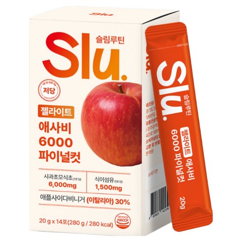 슬림루틴 슬루 젤라이트 애사비 젤리 스틱 애플 사이다 비니거 6000mg, 1박스, 280g 1박스, 280g