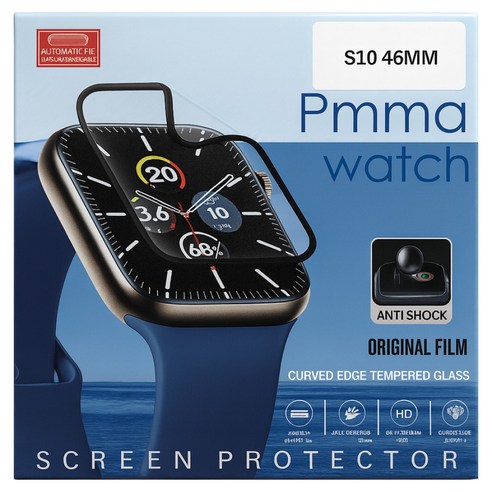 [1+1]애플워치 보호 필름 강화유리 PMMA 워치 10 9 8 7, Apple Watch4/5/6/7/8SE 40MM, 1개