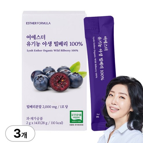에스더포뮬러 여에스더 유기농 야생 빌베리 100% 14p, 3개, 14회분