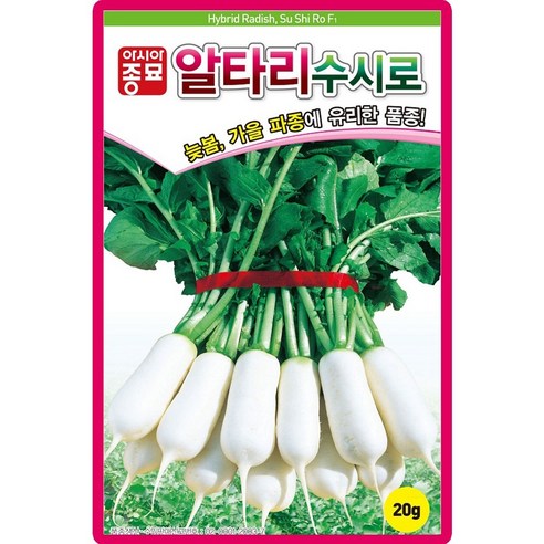 아시아종묘 수시로 알타리무 씨앗 20g 알타리무씨 종자, 1개
