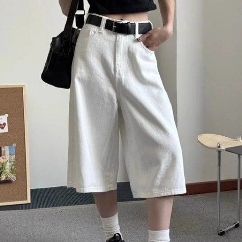 패피샵 여성 7부 버뮤다 데님 팬츠 청반바지