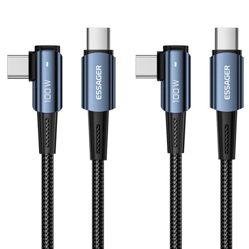 Essager 90도 C타입 PD 100W 초고속충전케이블 2개입
