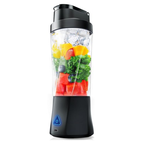무선 블렌더 미니 믹서기 700ml 용량 분쇄기 6000 mAh편리하고 미니 믹서기 360W 고출력 대용량 배터리 탑재, 검은색