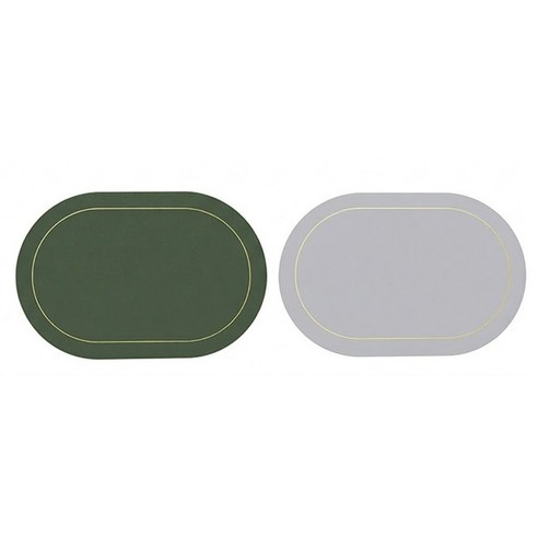 더퓨어리즘365 양면 방수 가죽 식탁매트 식탁테이블매트 4p 세트 북유럽 매트, 4개, 45cm*30cm, 올리브그린+샌드그레이(녹색+회색)