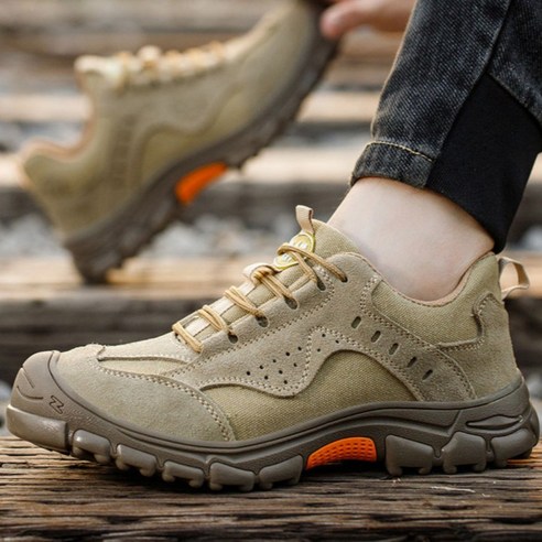 UNIQUEZON 남자 경량 안전화 볼넓은 미끄럼방지 통기성 작업화