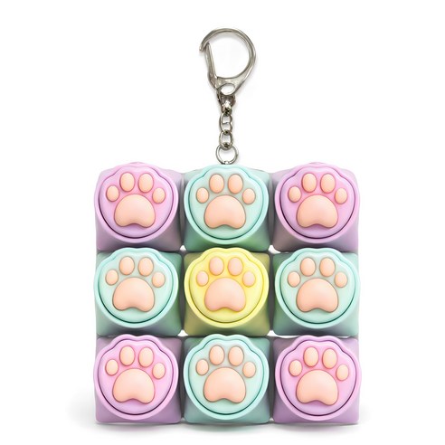 키플릭 고양이 발바닥 led 키보드 클리커 딸깍이 키캡키링9구, 캣츠9구, 러블리 파스텔