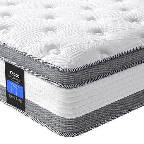 Qicco 침대 매트리스 무음 포켓스프링 바닥 매트리스, 25cm, 중간