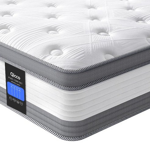 Qicco 침대 매트리스 무음 포켓스프링 바닥 매트리스, 25cm, 중간