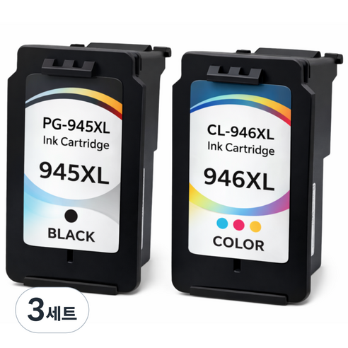 PG-945XL CL-946XL 대용량 호환잉크 세트 MG2490 MG3090 TS3490, 3세트, 검정+컬러