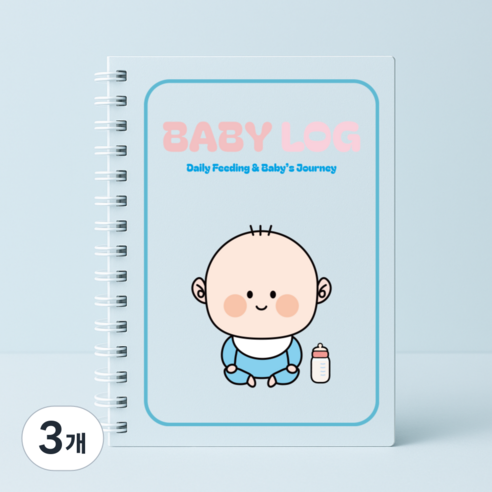베베맘랩 아기 수유일지 성장일지 A5, 3개, 파스텔블루