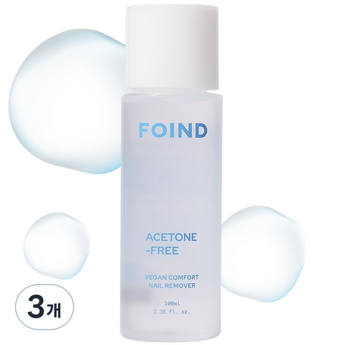 포인드 아세톤 프리 저자극 냄새 없이 순한 비건 네일 리무버, 3개, 100ml