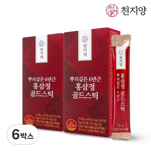 천지양 뿌리깊은 6년근 홍삼정 골드스틱 (10포), 100ml, 6박스