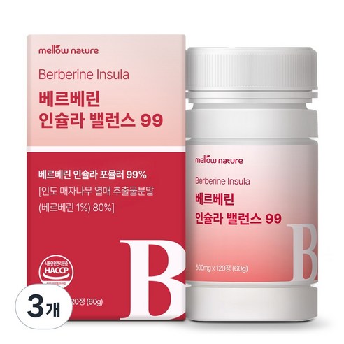멜로우네이쳐 베르베린 인슐라 밸런스 99 대용량, 3개, 120정