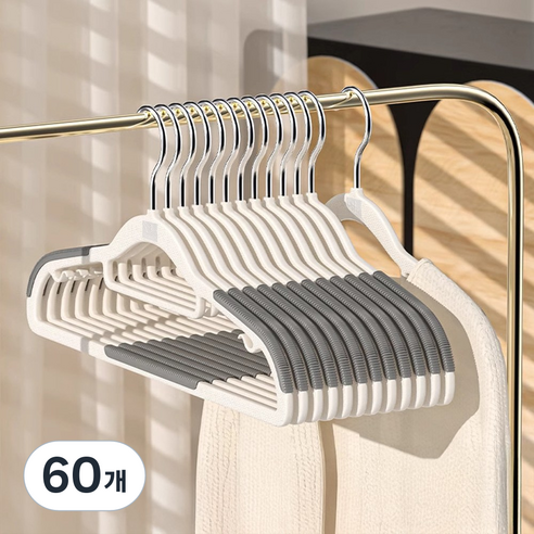 마크곤잘레스 논슬립 회전 어깨뿔방지 옷걸이, 화이트+그레이, 60개