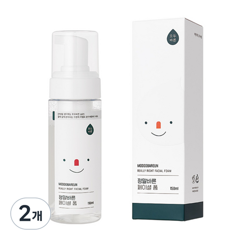 모두바른 약산성 버블 폼클렌징 저자극 클렌징 세안제, 2개, 150ml