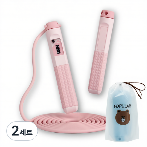 강플로 강철와이어 다이어트 줄넘기, 2세트, 핑크