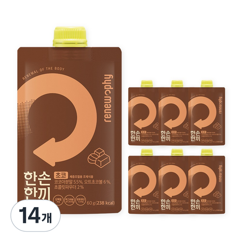 한손한끼 단백질 쉐이크 파우치 프로틴 식사대용, 14개, 60g