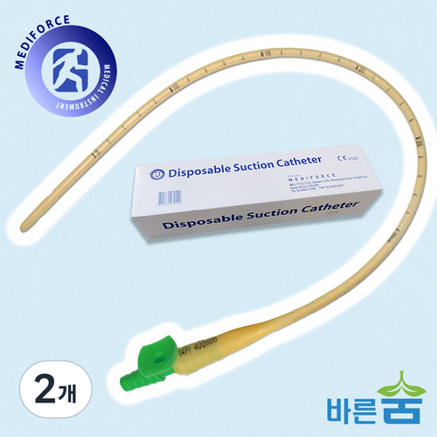 메디포스 석션카테터 2홀 밸브 50개/ 라텍스 8FR 10FR 12FR 14FR 16FR 다양한 사이즈, 14FR(50개입), 2개