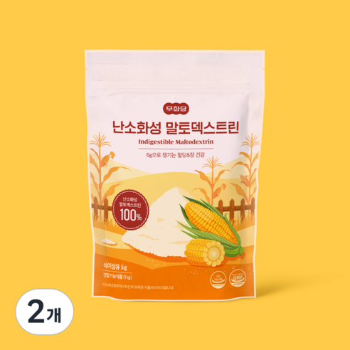[무화당] 난소화성 말토덱스트린 100% 식이섬유 쾌변 변비예방 차전자피 분말 글루텐프리, 1kg, 2개