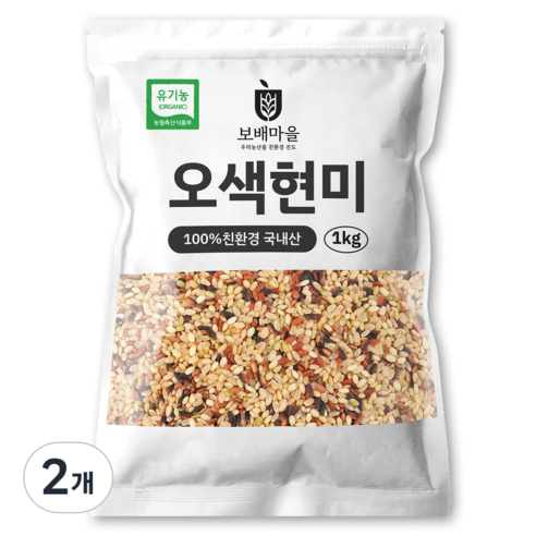 [햇곡] 국산 프리미엄 유기농 오색현미, 2개, 1kg