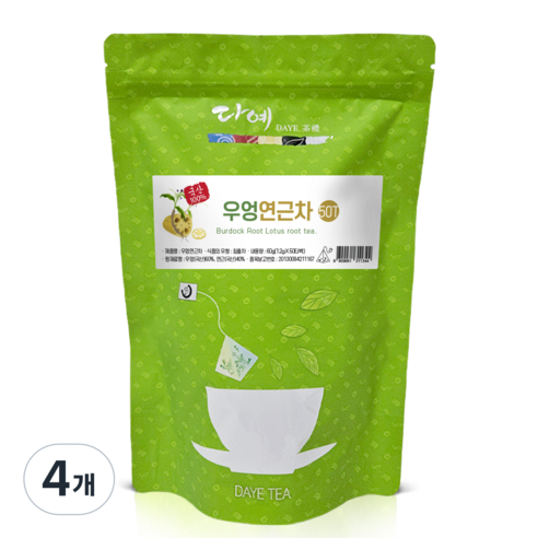 [본사직영] 다예 100%국산 우엉 연근차 생분해 삼각티백, 4개, 50개입, 1.2g