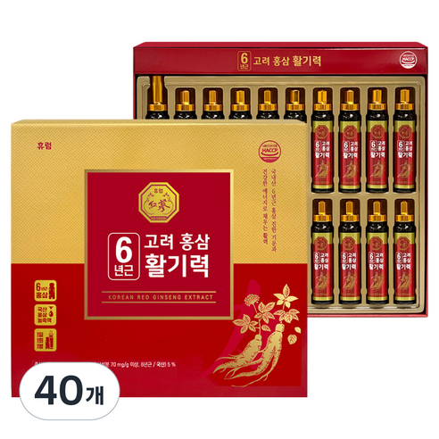 휴럼 6년근 고려홍삼활기력, 40개, 20ml