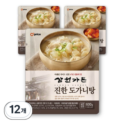 오프라이스 삼원가든 진한 도가니탕, 600g, 12개