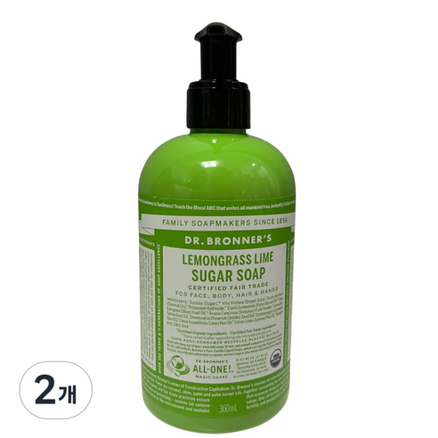 닥터브로너스 레몬그라스 라임 슈가솝, 360ml, 2개