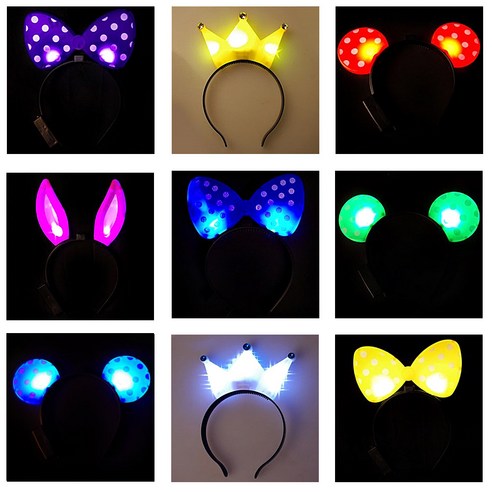 스투피드 LED 야광 클럽 파티용품 악세사리로 블링블링, 02 LED 리본 머리띠 (그린), 1개