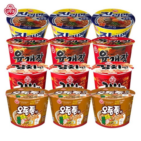 오뚜기 진라면순한맛큰컵3개+육개장큰컵3개+김치면큰컵3개+오동통큰컵3개 세트