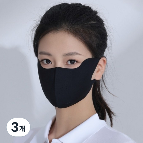 스탠다드엔 자외선차단 스포츠 쿨링 골프 마스크, 블랙, 3개