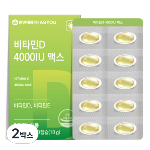 애즈유 환인제약 비타민D 4000IU 맥스 18g, 60정, 2개