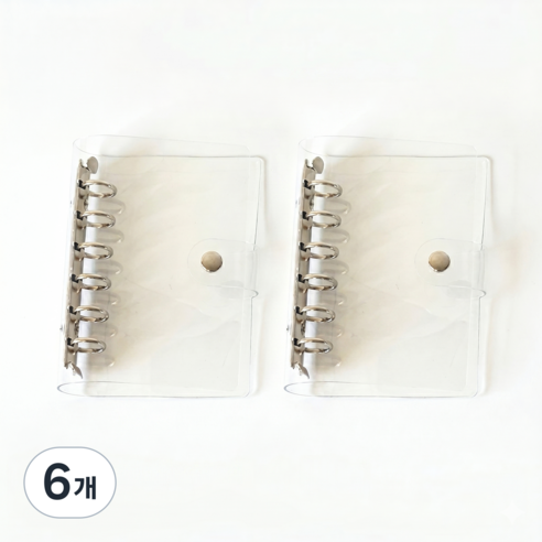 투명 6공 PVC 포카 다이어리 바인더 커버 (자 포함), 6개, A7(자 1개포함)