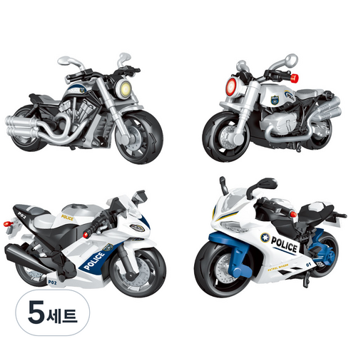토이즈데이 4D 출동! 경찰 오토바이 프라모델 만들기 키트 4종, 5세트