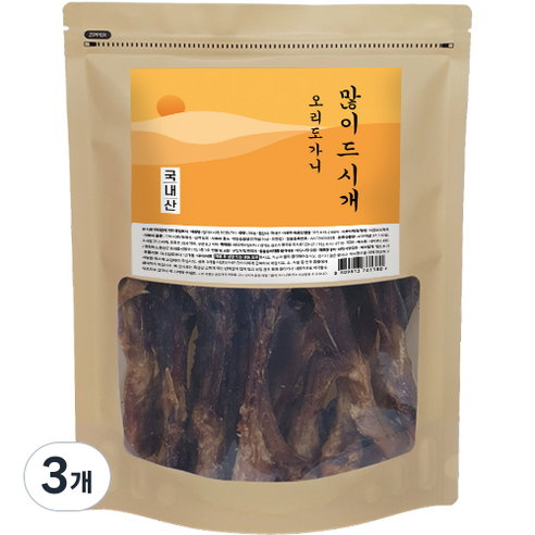 바이케이알 많이드시개 대용량 국내산 강아지 수제간식, 오리도가니, 350g, 3개