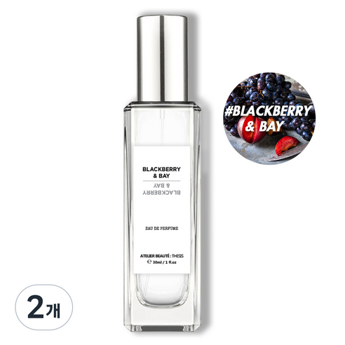 떼시스 블랙베리앤베이 밝고 산뜻한 프루티 그린 베이리프 향수 오드퍼퓸, 2개, 30ml