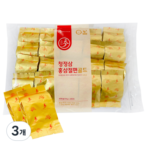 청정삼 국산 고려 홍삼 절편 실속형, 400g, 3개