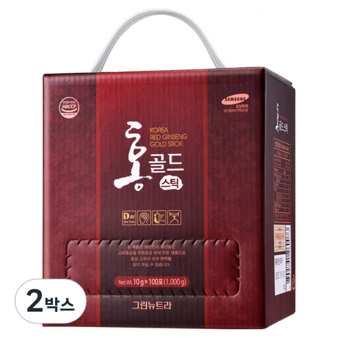 홍골드 6년근 진액 홍삼스틱 10g x 100포, 1kg, 2박스
