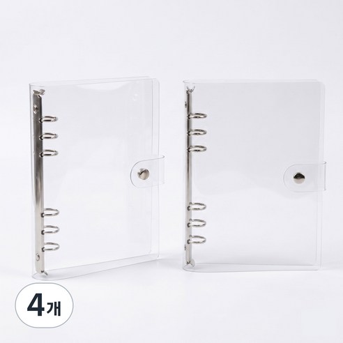투명 6공 PVC 포카 다이어리 바인더 커버 (자 포함), 4개, A5(자 1개포함)