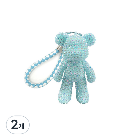DIY 보석십자수 비즈 곰돌이 키링 만들기 8종, 2개, 1.민트