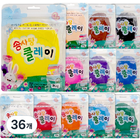 KC인증 솜사탕클레이 12종 세트 50g, 36개, 혼합색상