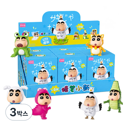 짱구 피규어 세트 동물 코스프레 변신 데스크테리어 애니 굿즈 6종, 3박스