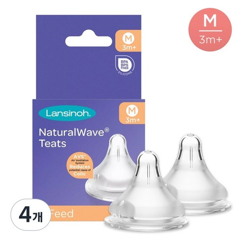 란시노 내추럴 웨이브 젖꼭지, M(3~6개월), 4개