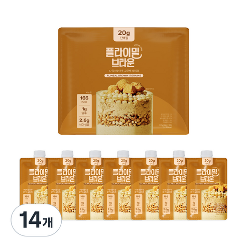플라이밀 단백질 쉐이크 브라운 미숫가루맛 파우치, 45g, 14개