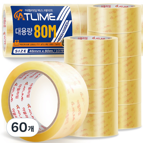 아뜰라임 대용량 고점착 투명 OPP 박스테이프 48mm, 60개, 80m