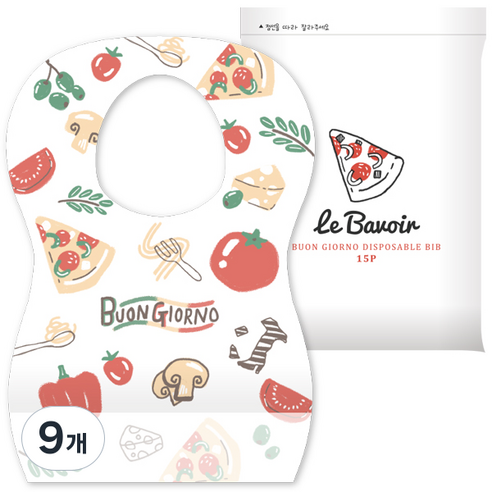 르베부아 본조르노 일회용 아기 턱받이 15p, 9개, 15개입